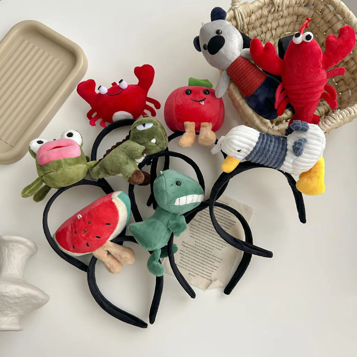 Summer Zodiac Animal Headband & Hair Clips Set for Girls – Funny Cartoon Spa Face Washing Hoop, Sweet Kids Hair Accessories with Cute Animal Designs
